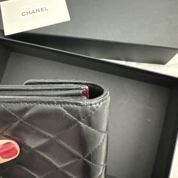 CHANEL Flap Wallet Quilted Black Silver Tone Hardware W/box - Picture 8 of 16